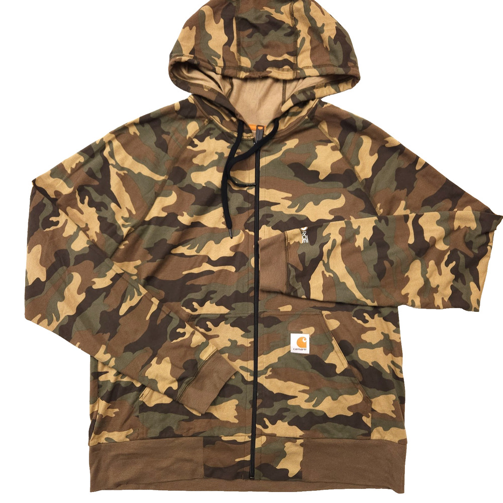 Carhartt Force Camo Hoodie Men's Size M Full Zip Up Relaxed Lightweight